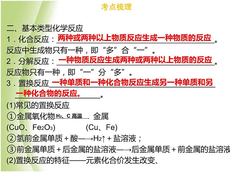 广东专版中考化学总复习第二部分物质的化学变化第6考点化学方程式及基本反应类型课件07