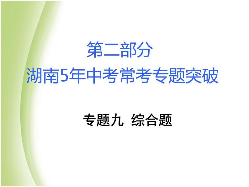 湖南省中考化学复习突破专题九综合题课件第1页