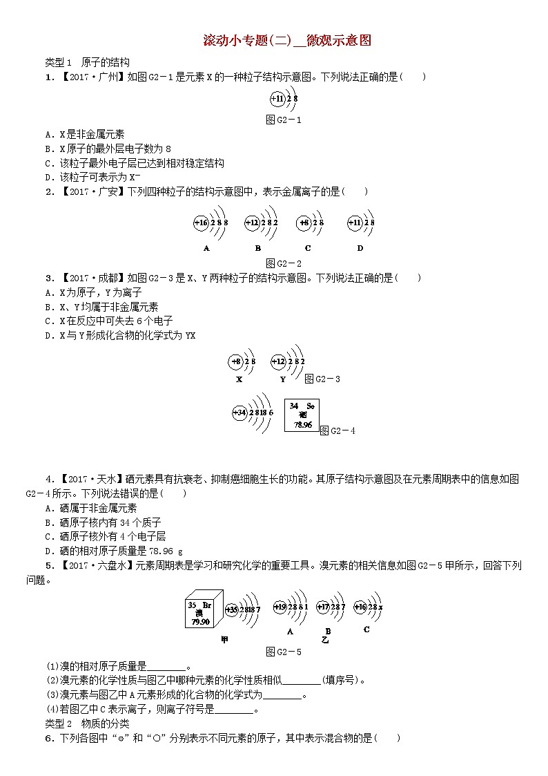 中考化学复习滚动小专题二微观示意图练习新版鲁教版第1页