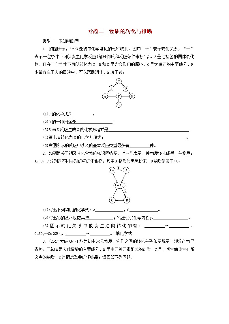 广东省中考化学总复习专题二物质的转化与推断课时练习第1页