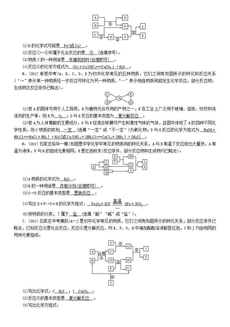 河北专版中考化学复习重点题型突破篇专题7框图推断题精练练习第2页