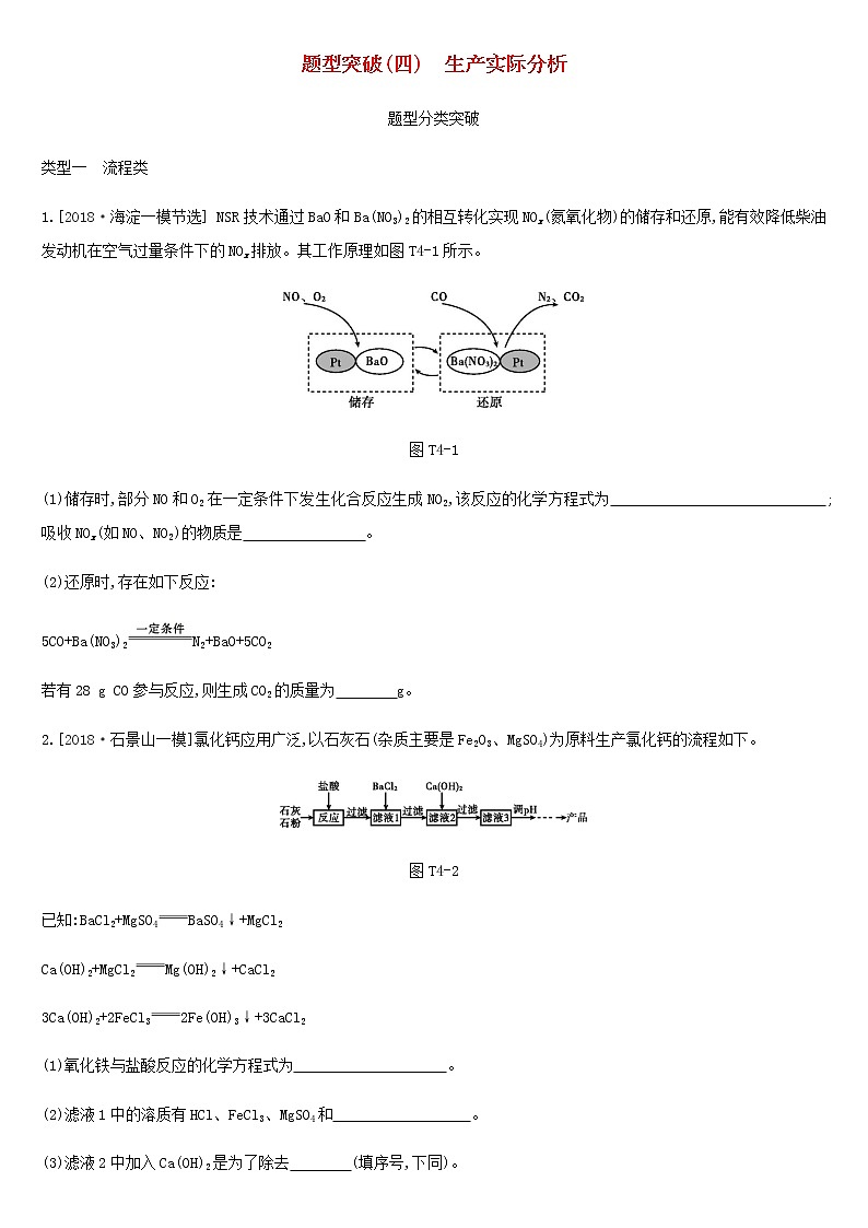 北京专版中考化学总复习题型突破04生产实际分析练习第1页