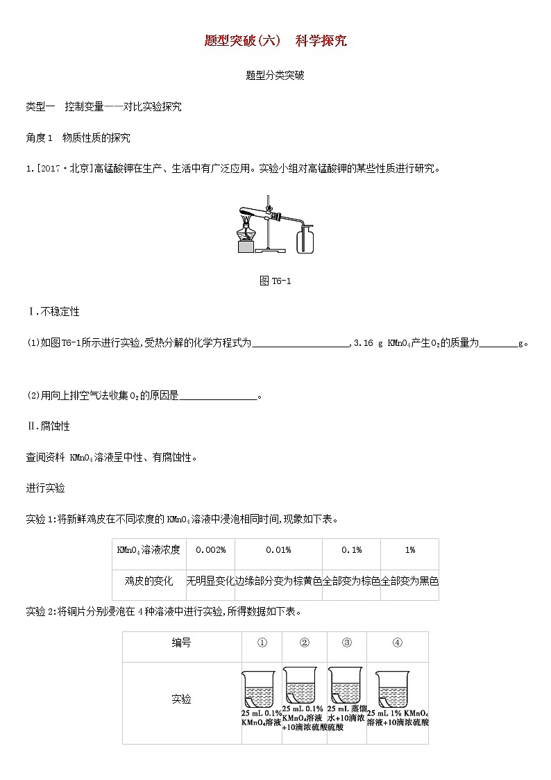 北京专版中考化学总复习题型突破06科学探究练习第1页