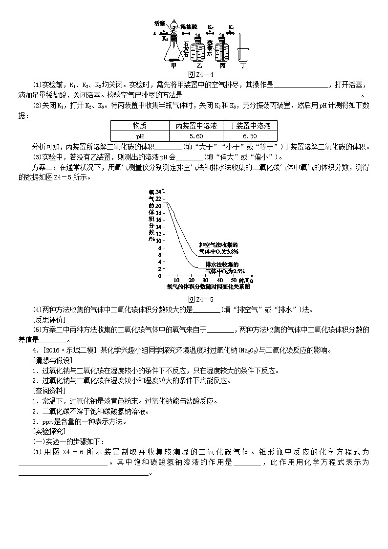 北京专版中考化学基础复习专项突破四科学探究之二氧化碳制取和性质探究练习03