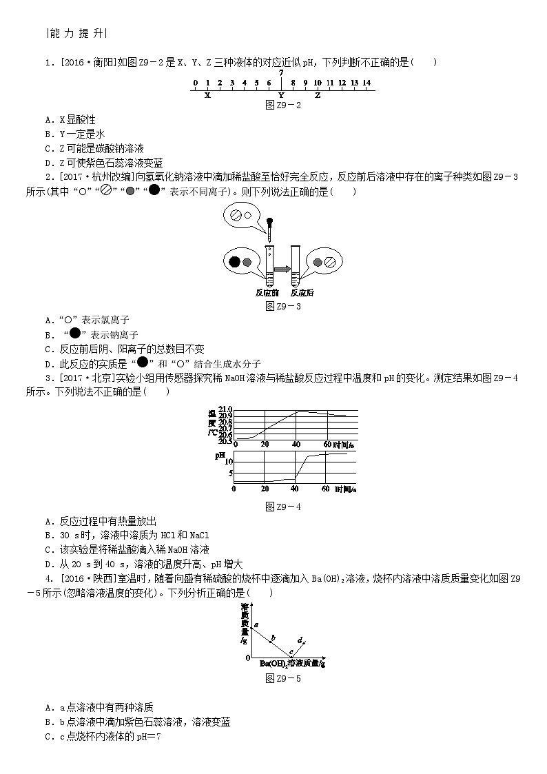 河北专版中考化学复习考题训练九酸与碱的中和反应第2页