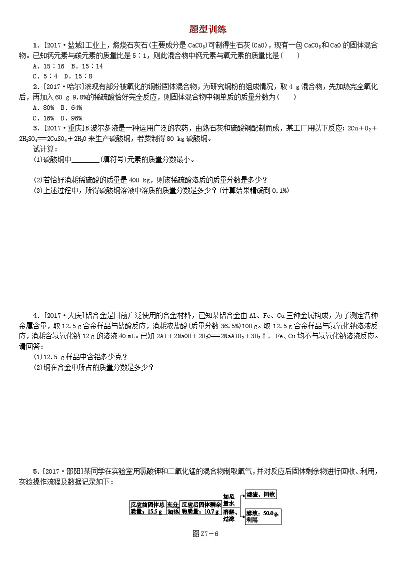 连云港专版中考化学复习题型训练7第1页