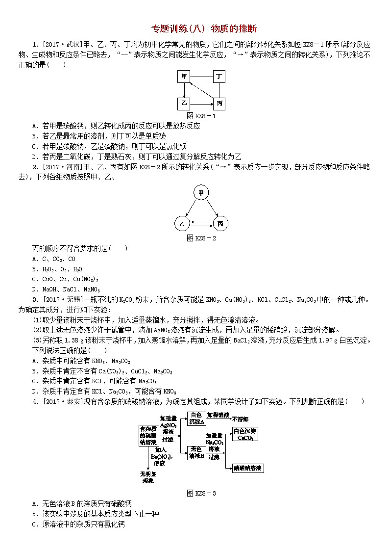 山西专版中考化学复习方案专题训练八物质的推断01