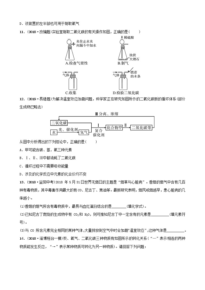 山东诗营市初中化学学业水平考试总复习第六单元碳和碳的氧化物练习03