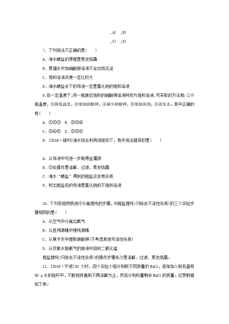 九年级化学下册第八单元海水中的化学第二节海水“晒盐”第1课时海水“晒盐”的过程练习鲁教版第2页