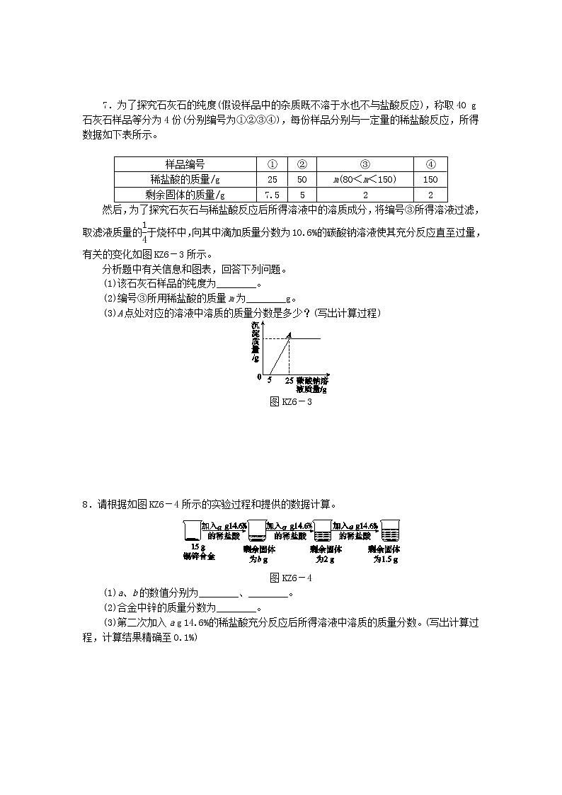 中考化学专题复习题型突破六综合计算题练习新人教版03