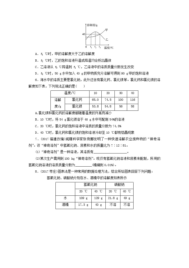 广东省中考化学总复习课时10溶液练习02