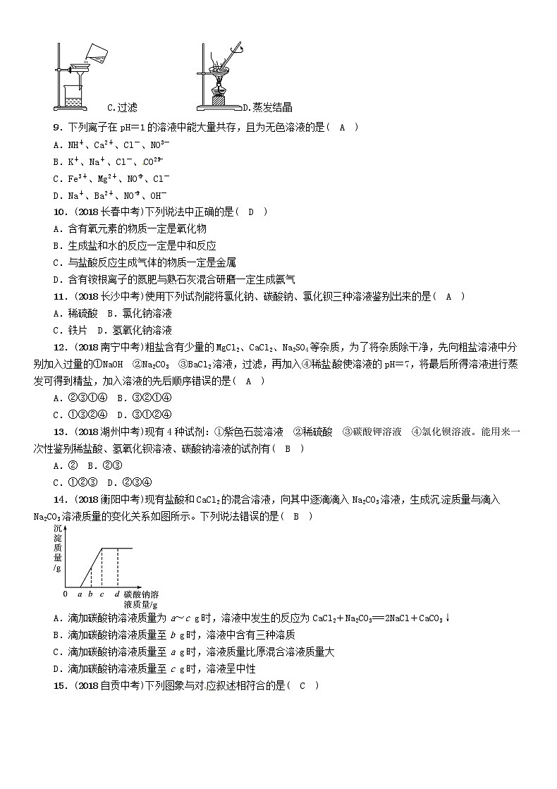 贵阳专版中考化学总复习模块1身边的化学物质课时8盐化肥精练习题第2页