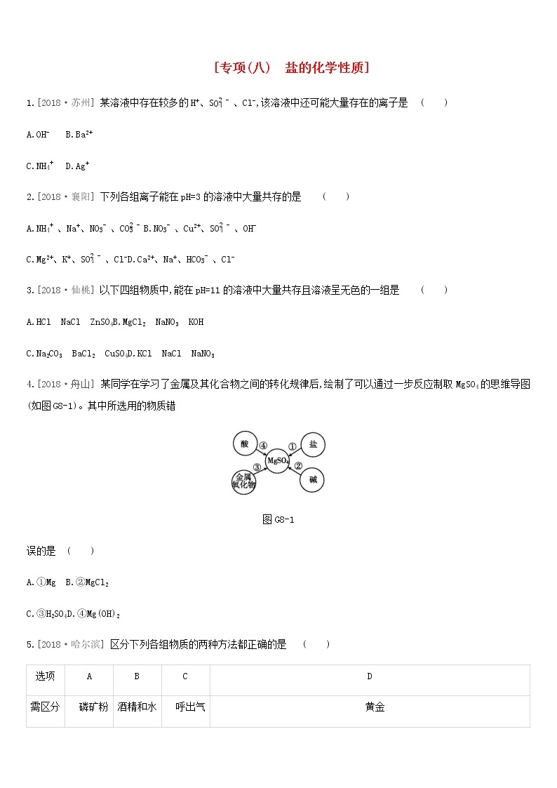 河北省中考化学复习基础过关专项八盐的化学性质练习01