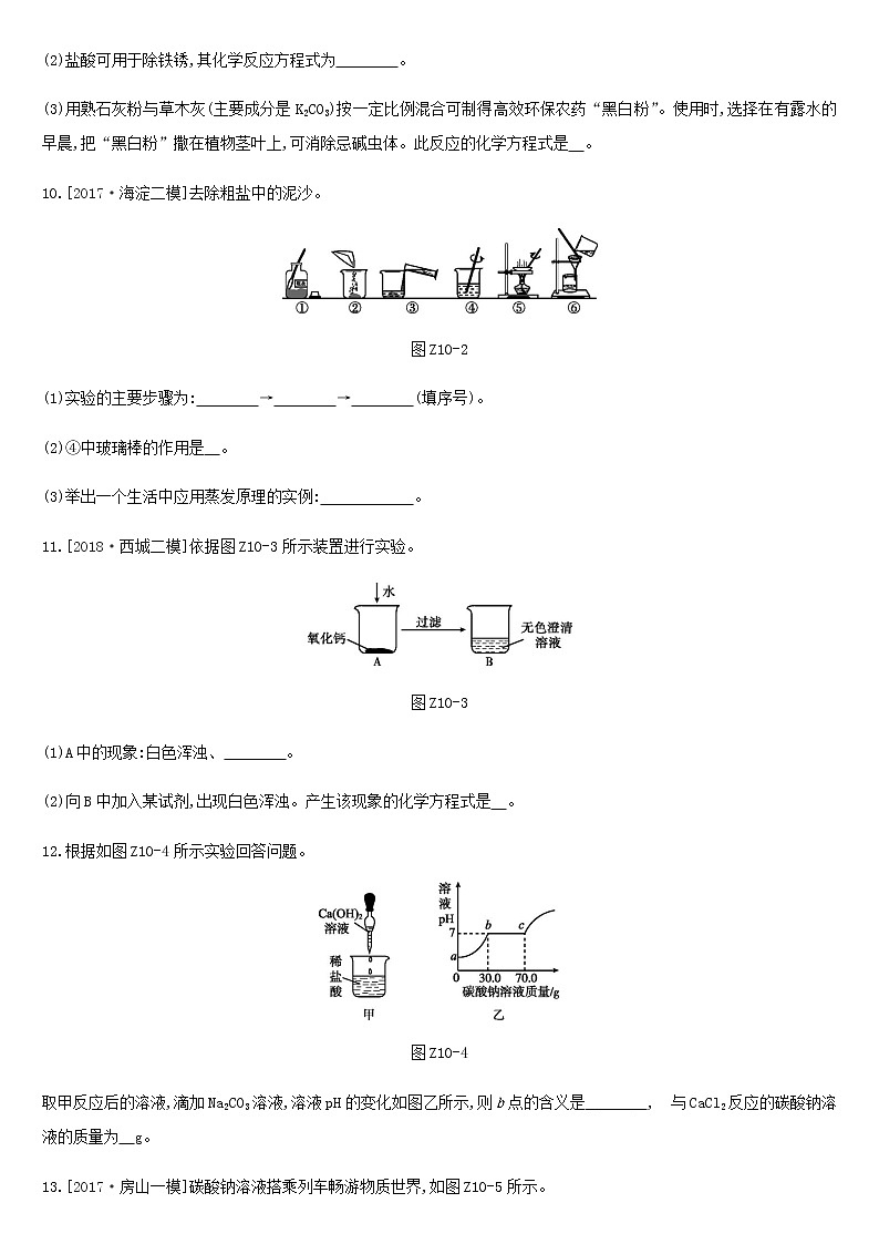 北京市中考化学总复习三身边的化学物质课时训练10生活中常见的盐练习第3页