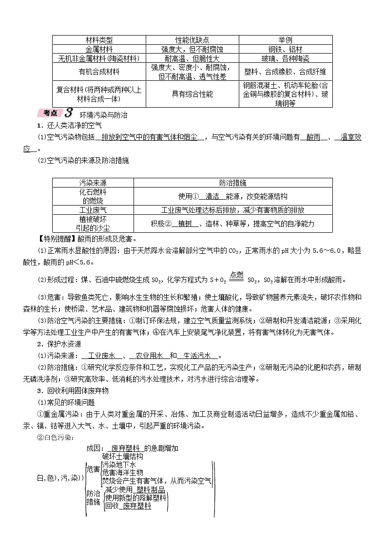 遵义专版中考化学总复习教材知识梳理第9章化学与社会发展精练练习第3页