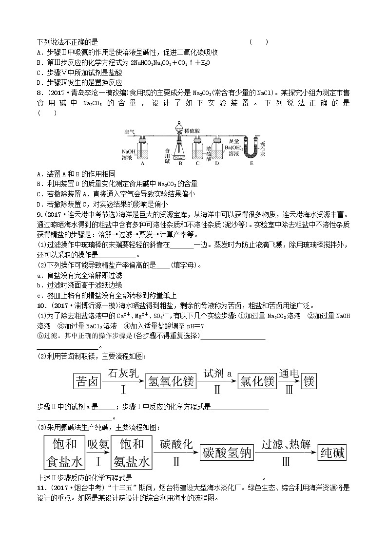 淄博专版中考化学复习九第三单元海水中的化学随堂演练鲁教版02