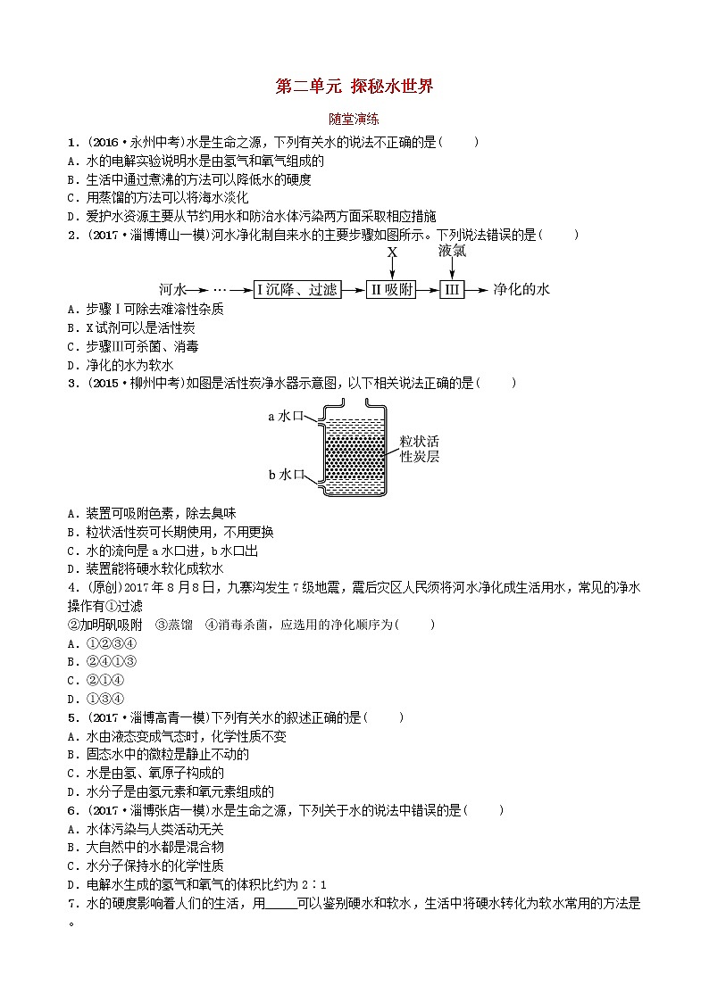 淄博专版中考化学复习八第二单元探秘水世界随堂演练鲁教版01