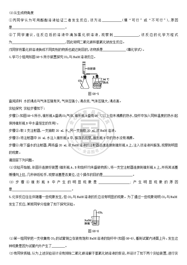 河北省中考化学复习身边的化学物质专项六二氧化碳与氢氧化钠反应练习第2页