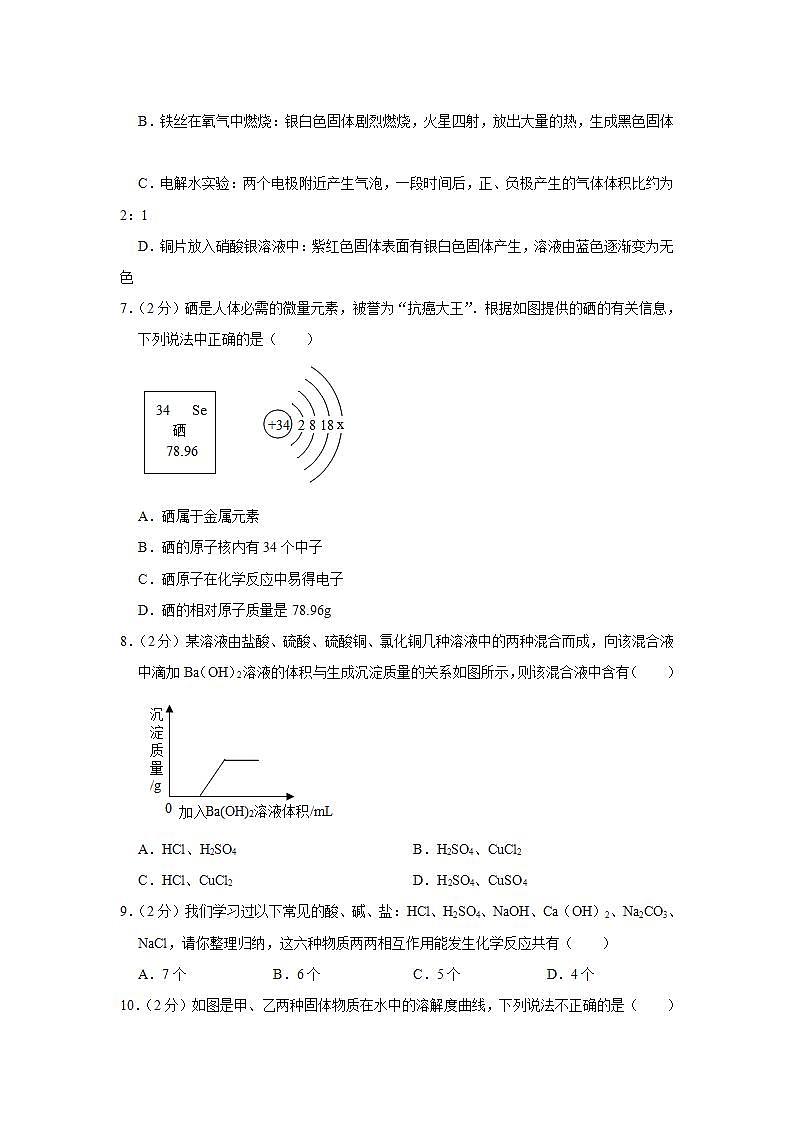 2021年江苏省盐城市大丰区第一共同体中考化学一模试卷及答案第2页