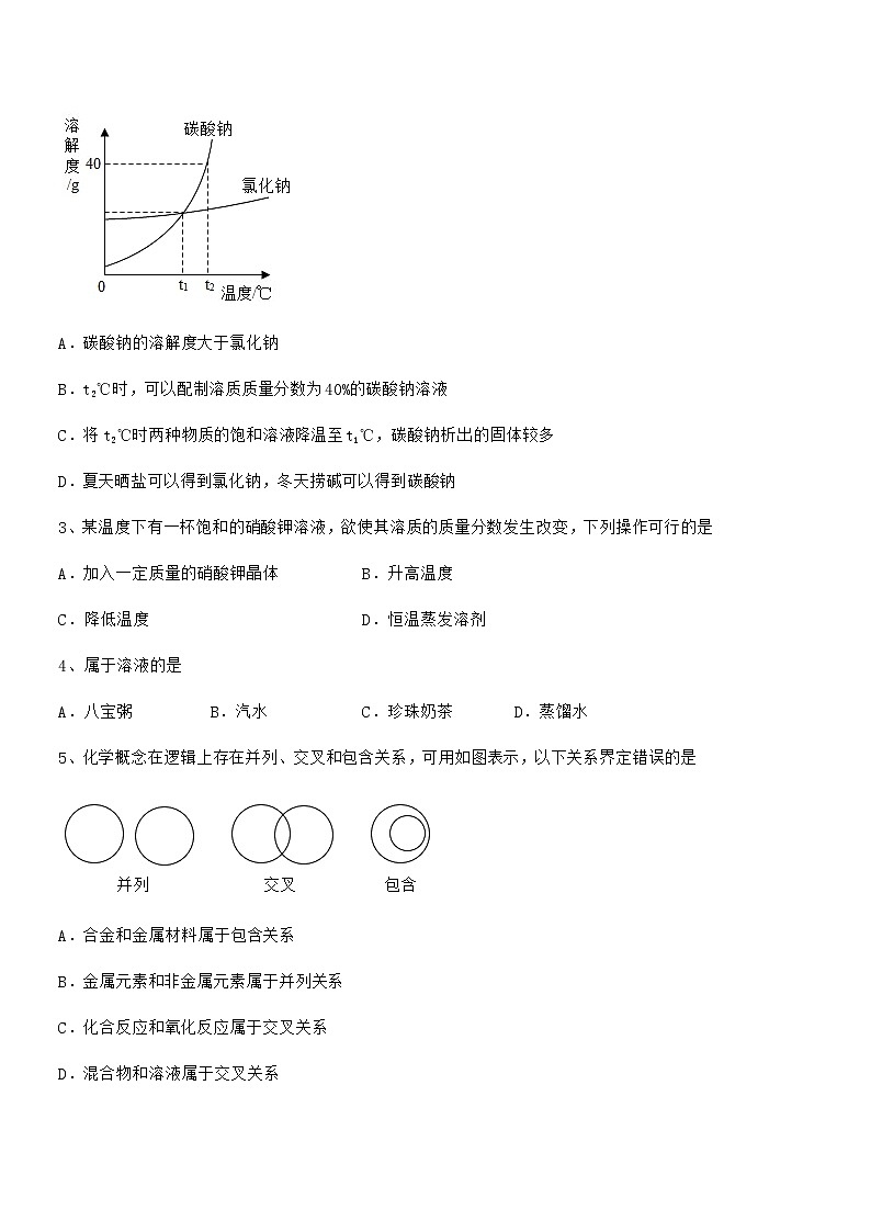 2021年最新人教版九年级化学下册第九单元溶液同步试卷（完整）02