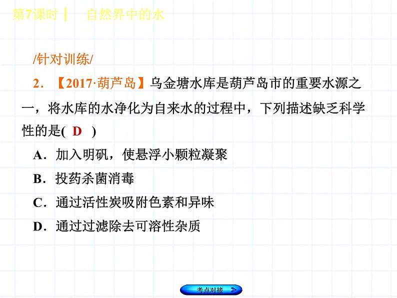 福建省中考化学复习专题三身边的化学物质第7课时自然界中的水课件第7页