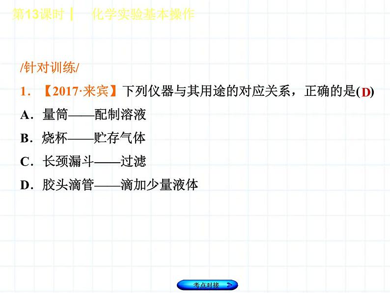 福建省中考化学复习专题五科学探究第13课时化学实验基本操作课件第7页