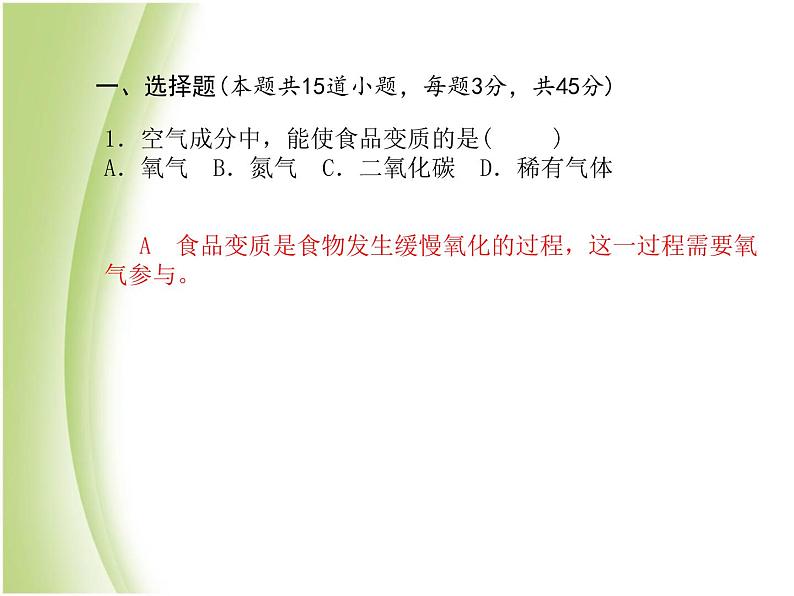 青岛专版中考化学总复习第三部分模拟检测冲刺中考阶段检测卷一课件鲁教版第4页