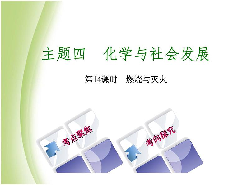 湖南省中考化学复习专题四化学与社会发展第14课时燃烧与灭火课件第1页