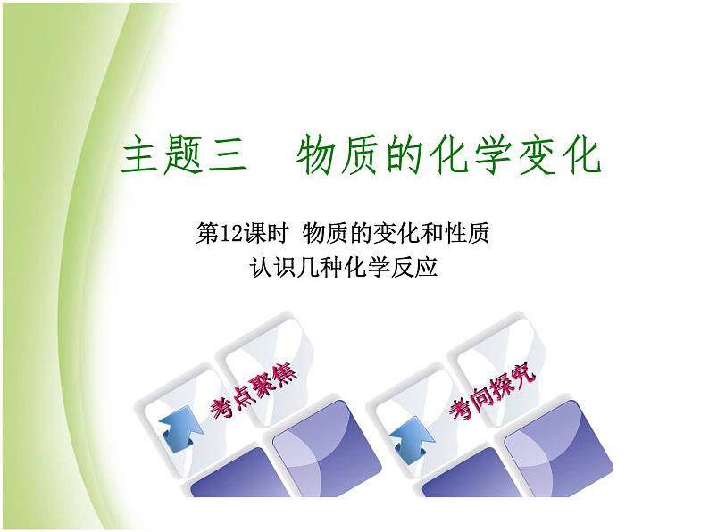 湖南省中考化学复习专题三物质的化学变化第12课时物质的变化和性质认识几种化学反应课件01