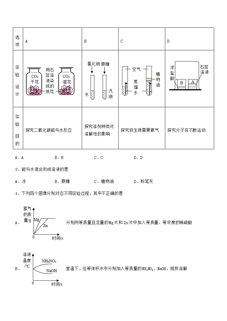 2021-2022年最新人教版九年级化学下册第九单元溶液同步训练试卷全面02