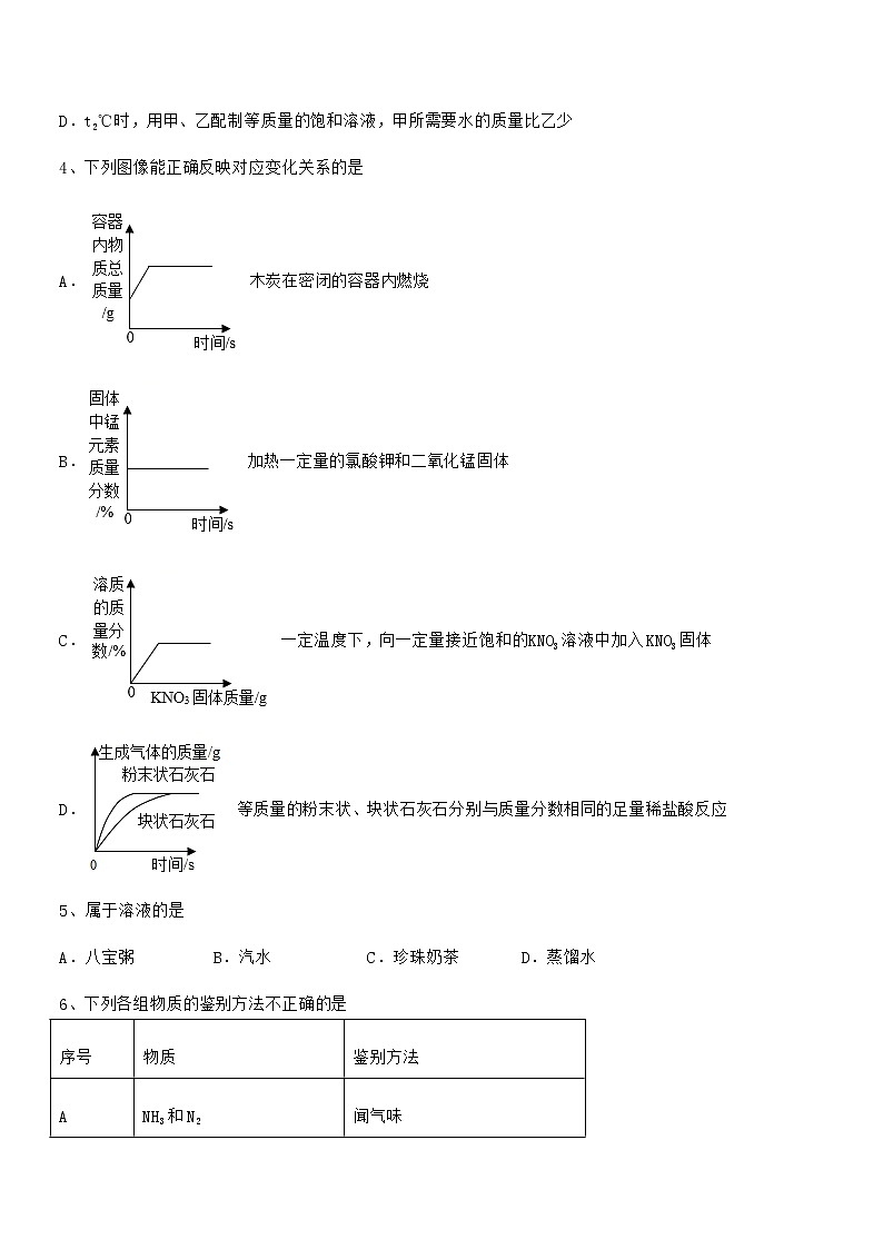 2020学年最新人教版九年级化学下册第九单元溶液同步训练试卷【不含答案】02