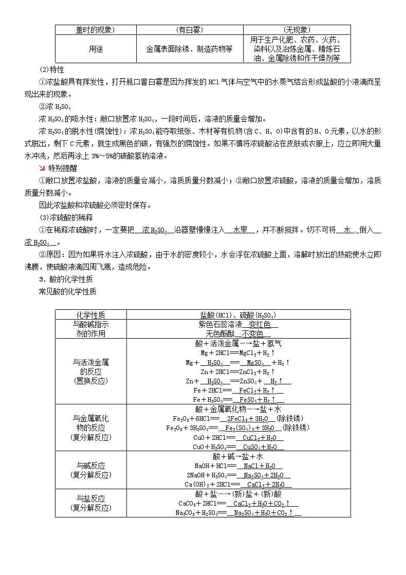 贵阳专版中考化学总复习模块1身边的化学物质课时7酸和碱精讲习题学案02