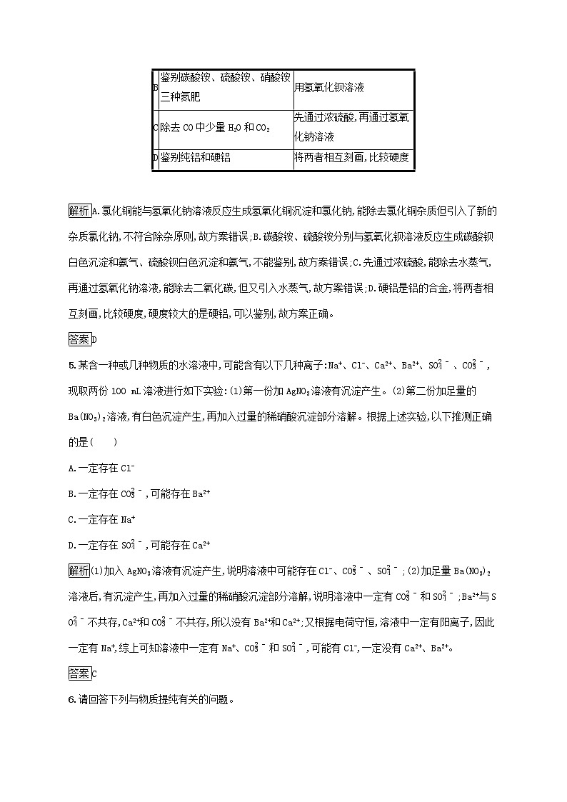 中考化学总复习优化设计专题综合突破专题五物质的检验提纯和推断专题提升演练03
