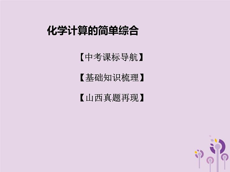 山西省中考化学复习课时14化学计算的简单综合课件第1页