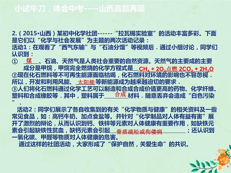 山西省中考化学复习第五部分化学与社会发展课时20化学材料课件第5页