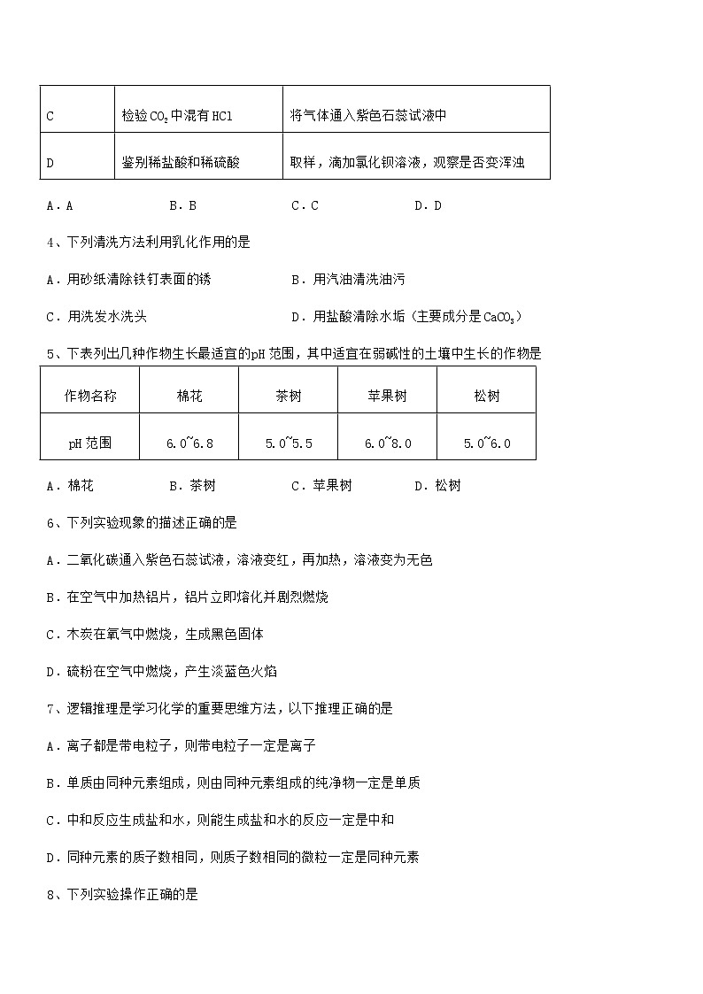 2021年度最新人教版九年级化学下册第十单元 酸和碱期中复习试卷下载第2页