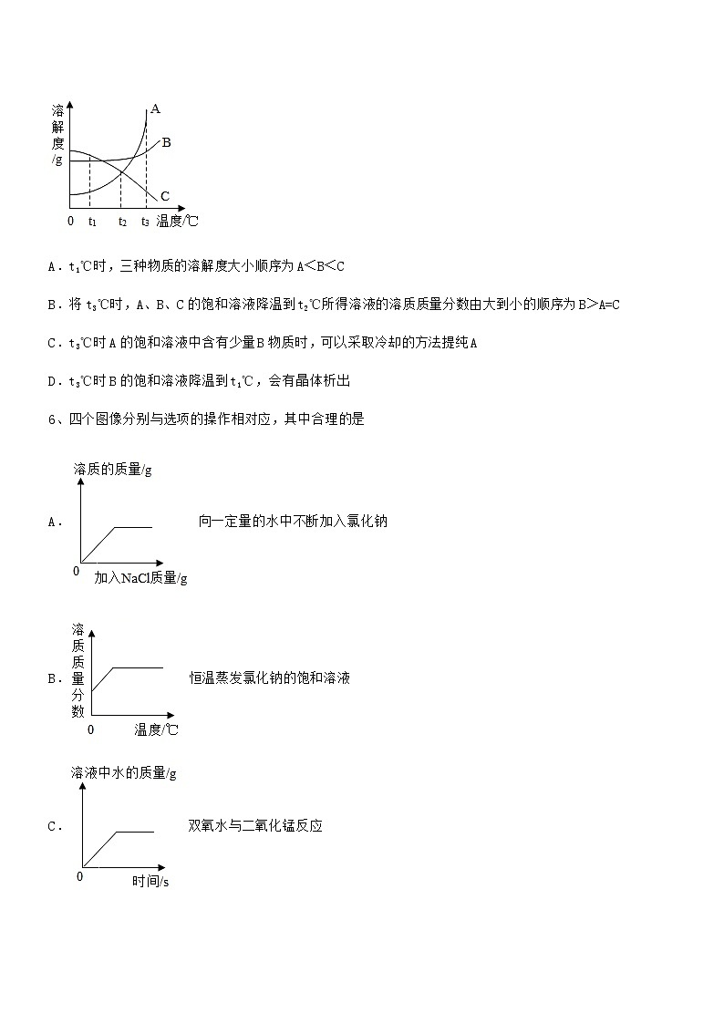 2021年度最新人教版九年级化学下册第九单元溶液期中试卷03