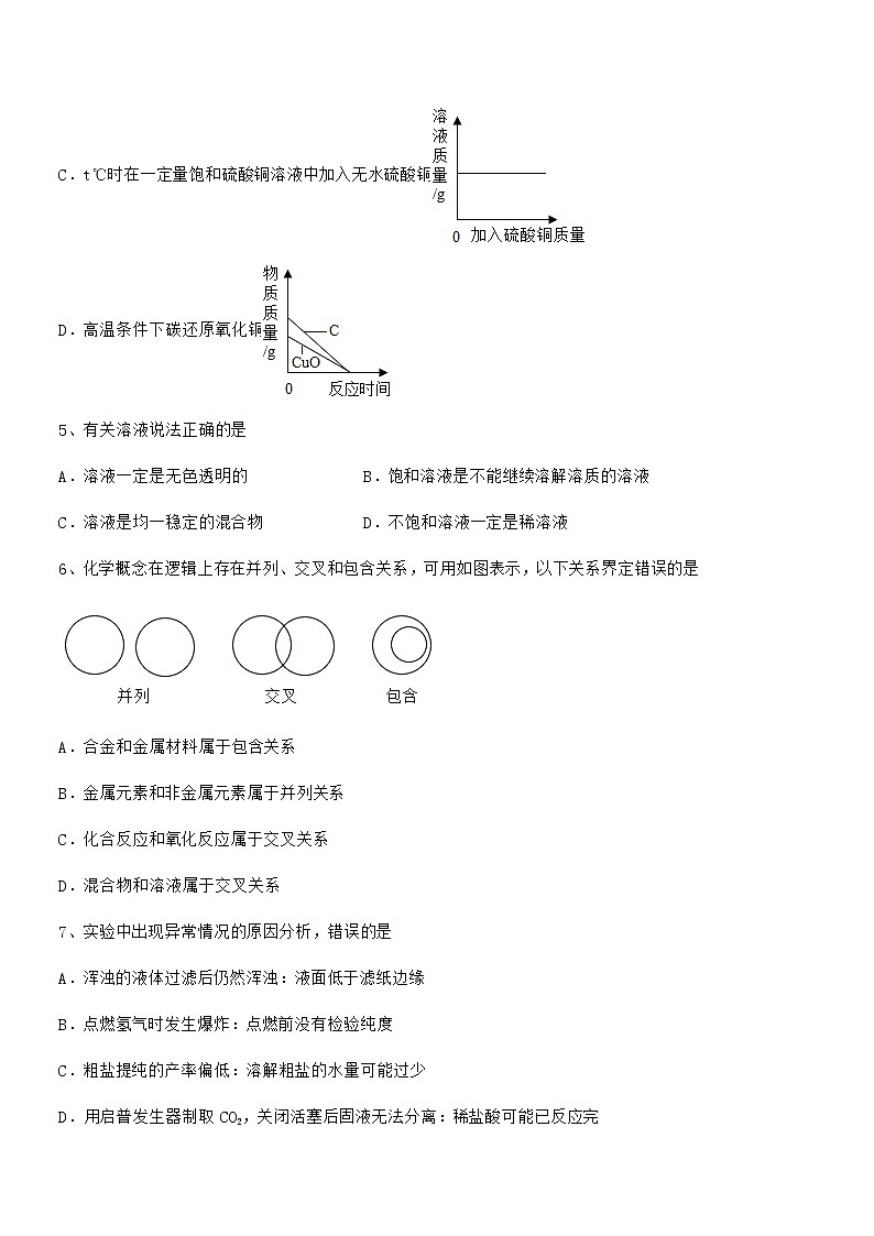 2022年最新人教版九年级化学下册第九单元溶液期中试卷（精品）02