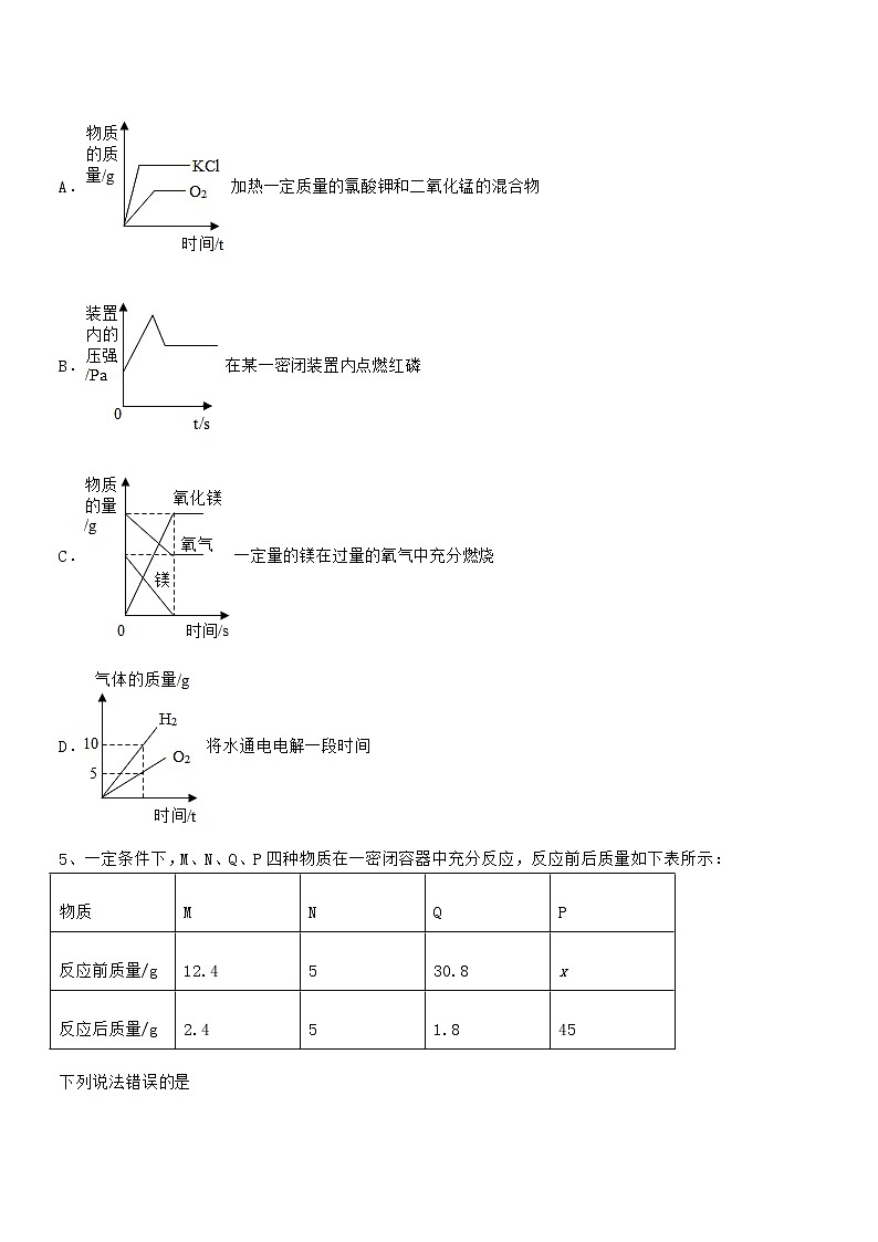 2022年最新人教版九年级化学上册第五单元化学方程式同步试卷必考题02