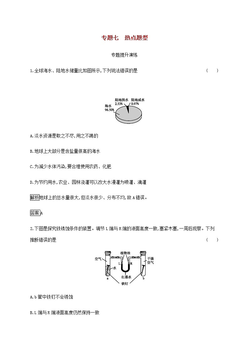 中考化学总复习优化设计专题综合突破专题七热点题型专题提升演练第1页