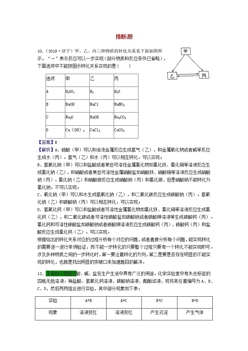 山东省中考化学试题汇编推断题含解析第1页