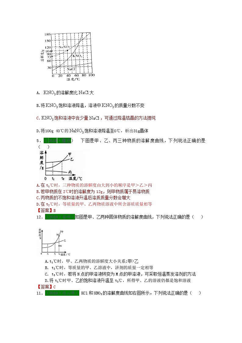 江苏省专版中考化学试题分类汇编考点16溶解度曲线含解析第2页