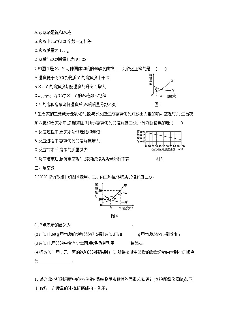鲁教版九年级化学下册第八单元　第二节　第2课时　溶解度　同步练习第2页