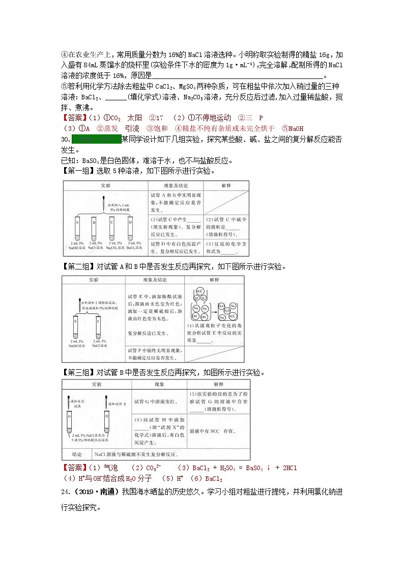 江苏省专版中考化学试题分类汇编考点18盐含解析02