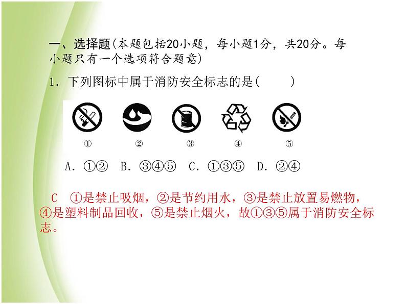 泰安专版中考化学总复习第三部分模拟检测冲刺中考阶段检测卷二课件第4页