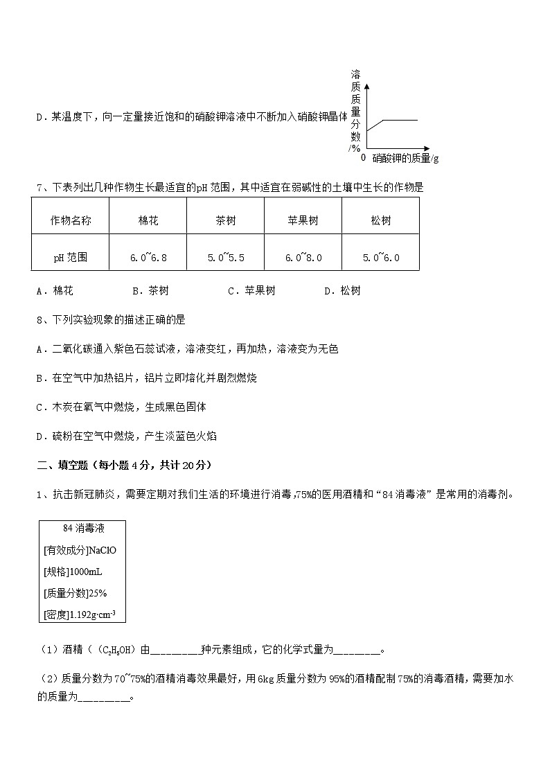 2022年度最新人教版九年级化学下册第十单元 酸和碱期末考试卷第3页