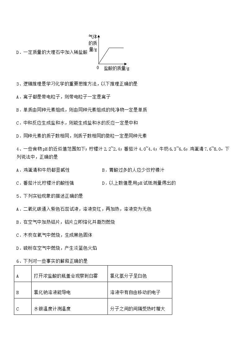 2022学年最新人教版九年级化学下册第十单元 酸和碱期末模拟试卷一第2页