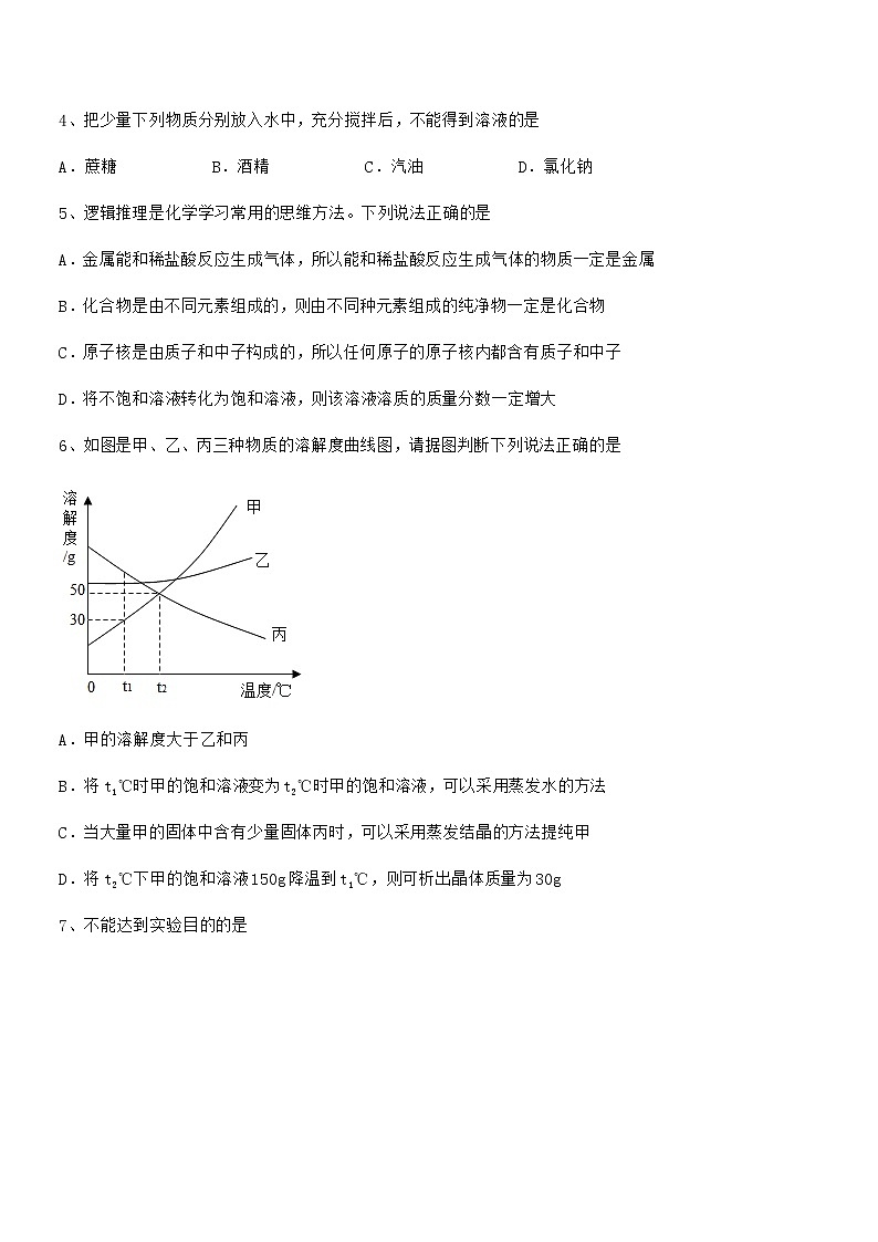 2021年度最新人教版九年级化学下册第九单元溶液期末复习试卷真题第2页