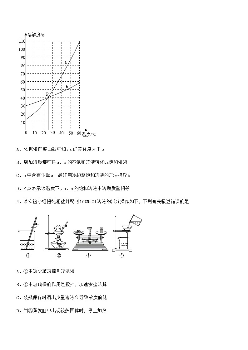 2021年度最新人教版九年级化学下册第九单元溶液期末复习试卷【精编】02