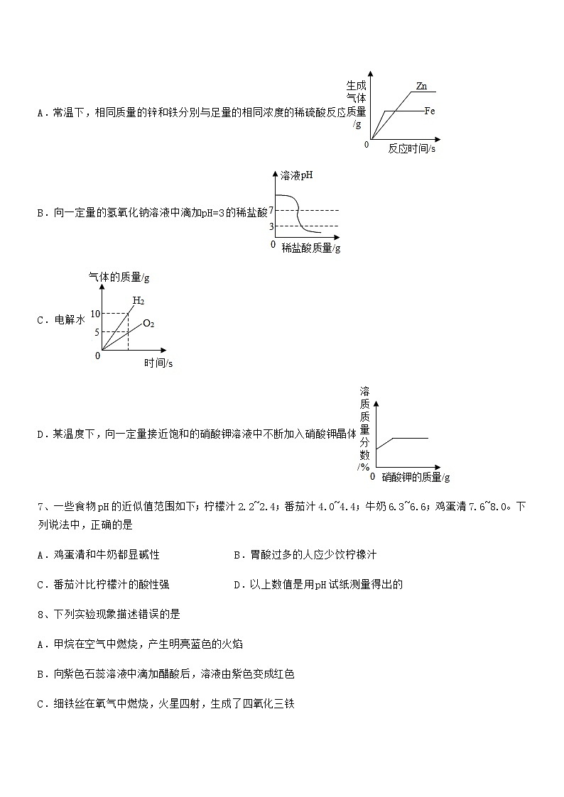 2021年度最新人教版九年级化学下册第十单元 酸和碱期末试卷不含答案第3页
